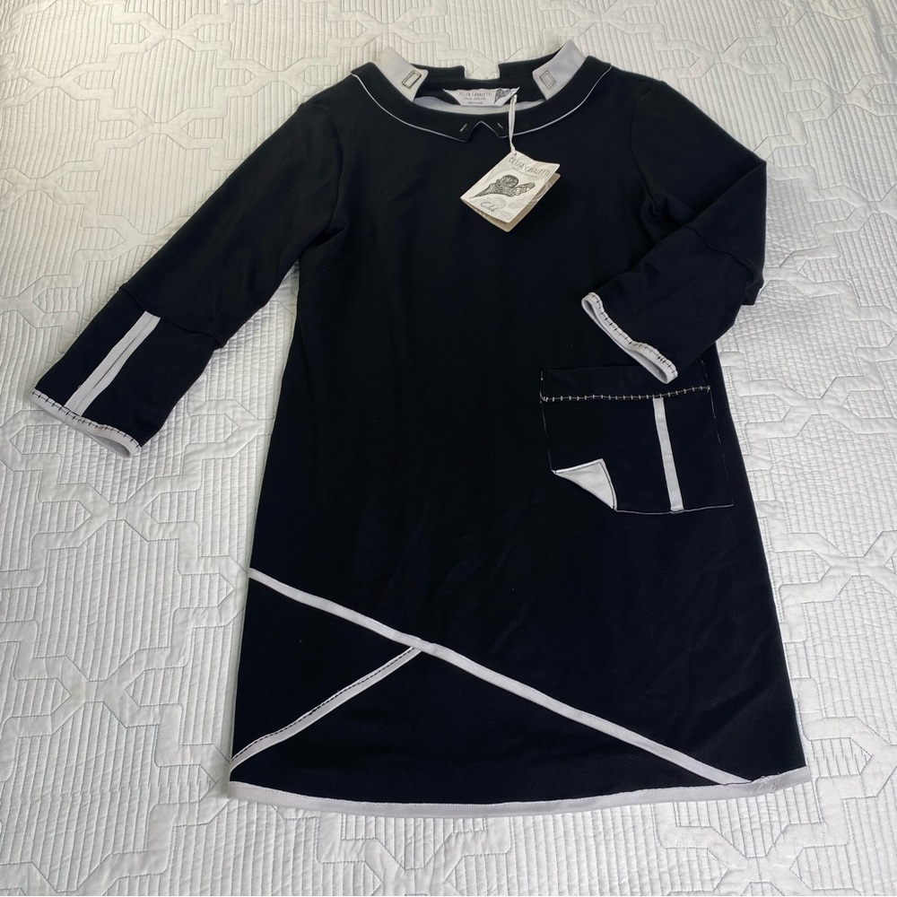 Elisa Cavaletti Black Dress with White Trim